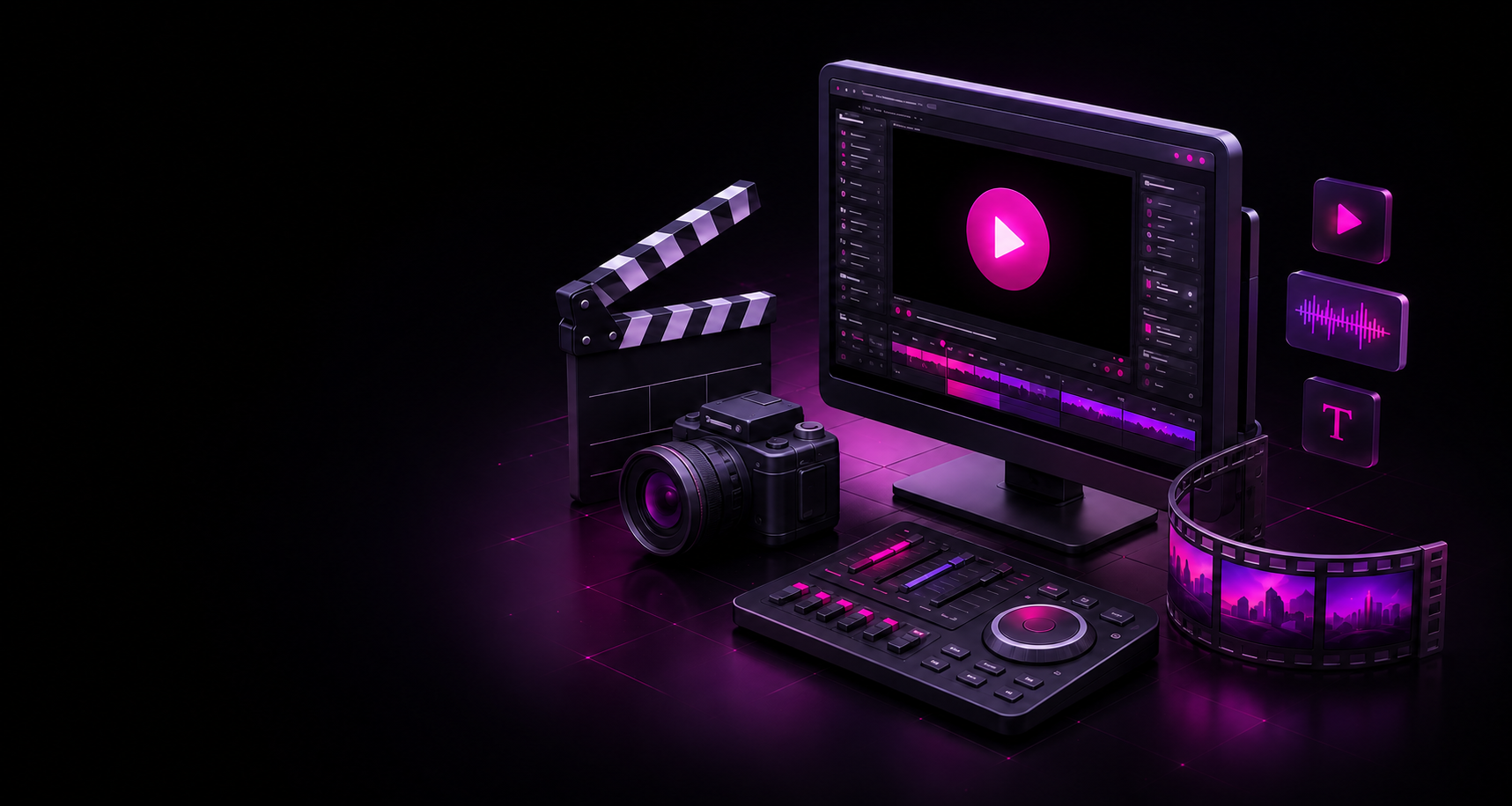 Professional video editing and production workspace